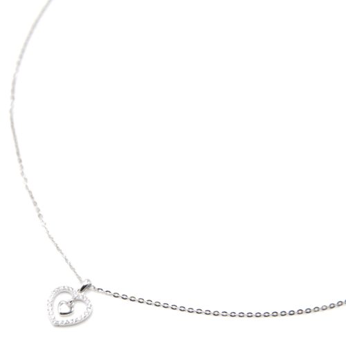 Collier-Fine-Chaine-Argent-925-Pendentif-Coeur-Ajoure-Strass-Zirconium-et-Charm-Uni