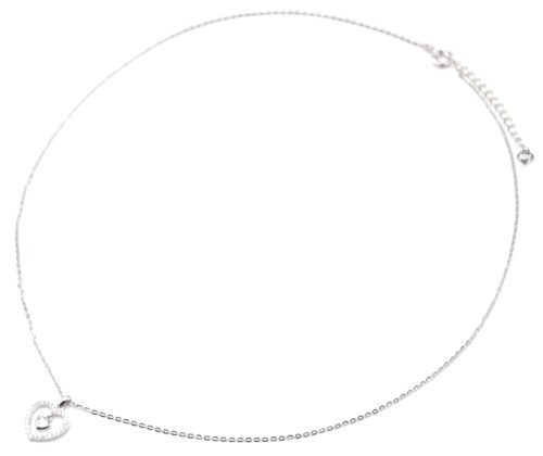 Collier-Fine-Chaine-Argent-925-Pendentif-Coeur-Ajoure-Strass-Zirconium-et-Charm-Uni