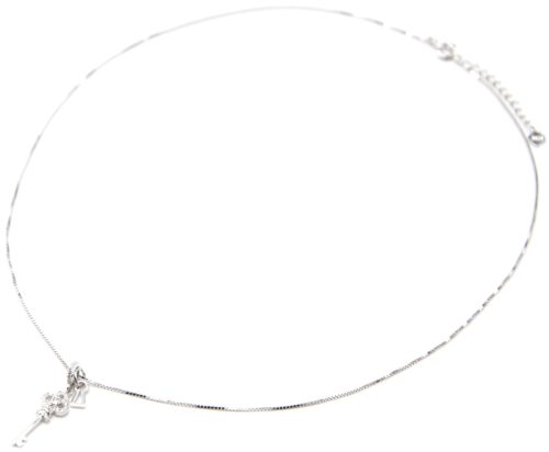 Collier-Fine-Chaine-Argent-925-Pendentif-Cle-Strass-Zirconium-et-Serrure