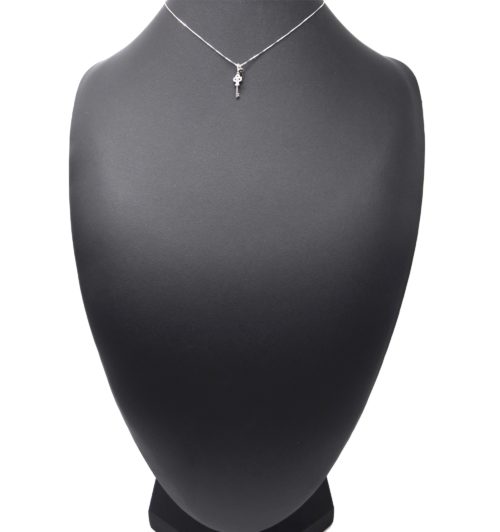 Collier-Fine-Chaine-Argent-925-Pendentif-Cle-Strass-Zirconium-et-Serrure