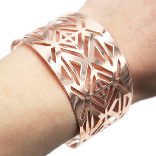 Bracelet-Manchette-Motif-Geometrique-Ajoure-Metal-Or-Rose