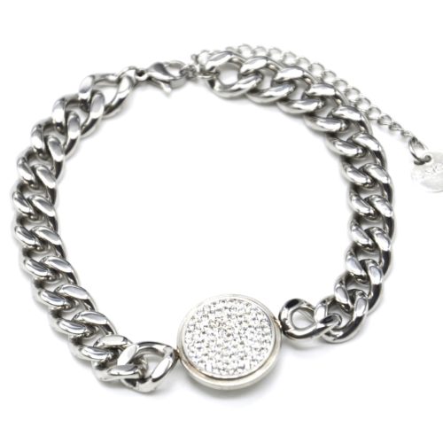 Bracelet-Gourmette-Chaine-Gros-Maillons-Acier-Argente-avec-Charm-Medaille-Strass