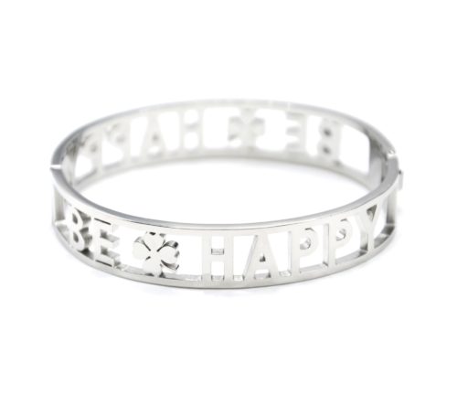 Bracelet-Manchette-Acier-Argente-avec-Message-Ajoure-Be-Happy-Strass