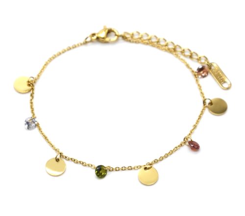 Bracelet-Chaine-avec-Pampilles-Rondes-Acier-Dore-et-Pierres-Multicolores