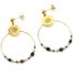 Boucles-dOreilles-Medaille-Etoile-et-Creole-Acier-Dore-avec-Perles-Noir-Gris-Blanc