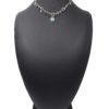 Collier-Chaine-Acier-Argente-avec-Perles-Multicolore-et-Pendentif-Ajoure-Pierre-Turquoise