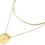 Collier-Double-Chaines-Acier-Dore-avec-Medaille-Rayons-et-Pierre-Beige-Clair