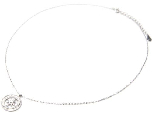 Collier-Fine-Chaine-Argent-925-Pendentif-Medaille-Ajouree-Etoile-Polaire