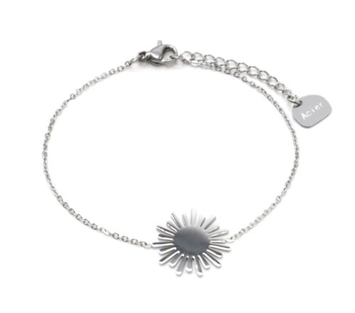 Bracelet-Fine-Chaine-avec-Soleil-Acier-Argente