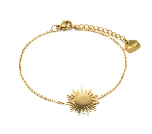 Bracelet-Fine-Chaine-avec-Soleil-Acier-Dore