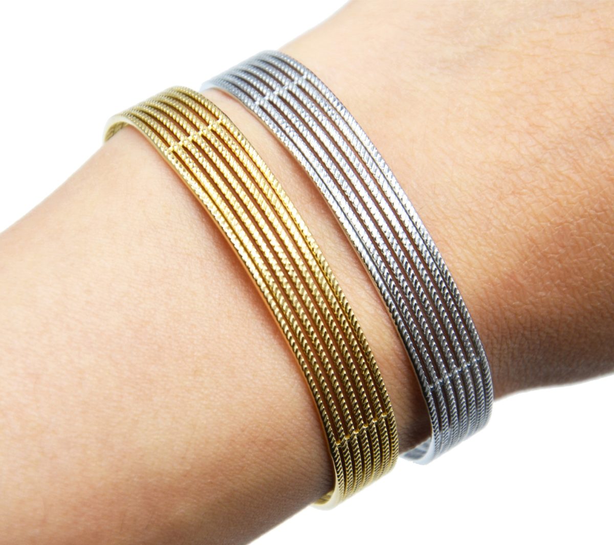 Bracelet Homme Jonc Rigide Ouvert En Acier Inoxydable – Design Torsadé Tressé élégant – Neuf Avec étiquettes
