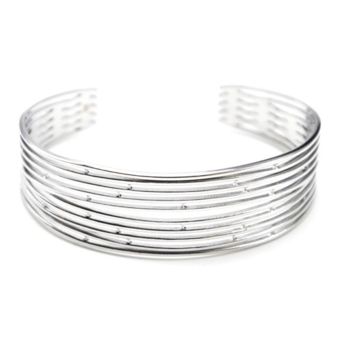 Bracelet-Manchette-avec-Multi-Barres-Acier-Argente