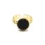 Bague-Anneau-Maillons-Acier-Dore-avec-Pierre-Ronde-Noire-Contour-Points