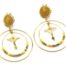 Boucles-dOreilles-Medaille-Email-avec-Losange-et-Cercles-Acier-Dore-Perles-Moutarde