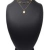 Collier-Double-Chaines-Pampilles-Acier-Dore-et-Ovale-Email-Lilas-Motif-Soleil-Billes