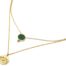 Collier-Double-Chaines-Acier-Dore-avec-Pierre-Verte-et-Medaille-Oeil-Strass