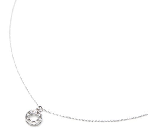 Collier-Fine-Chaine-Argent-925-Pendentif-Cercle-Ajoure-avec-Multi-Strass-Zirconium