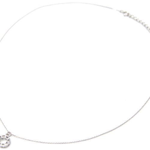 Collier-Fine-Chaine-Argent-925-Pendentif-Cercle-Ajoure-avec-Multi-Strass-Zirconium