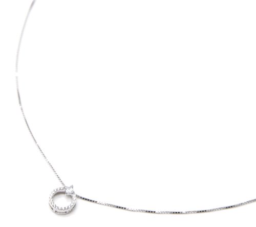 Collier-Fine-Chaine-Argent-925-Pendentif-Cercle-Contour-Strass-Zirconium-et-Pierre