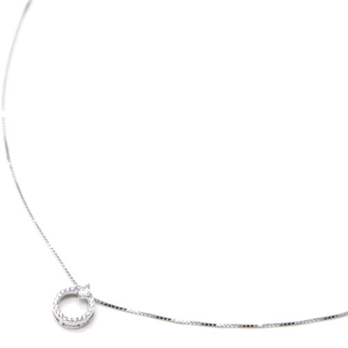 Collier-Fine-Chaine-Argent-925-Pendentif-Cercle-Contour-Strass-Zirconium-et-Pierre