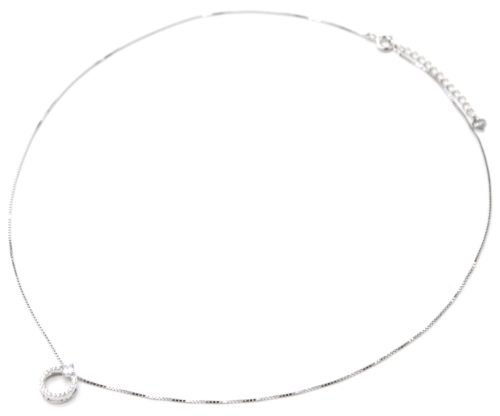 Collier-Fine-Chaine-Argent-925-Pendentif-Cercle-Contour-Strass-Zirconium-et-Pierre