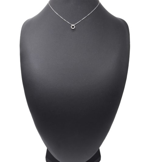 Collier-Fine-Chaine-Argent-925-Pendentif-Cercle-Contour-Strass-Zirconium-et-Pierre