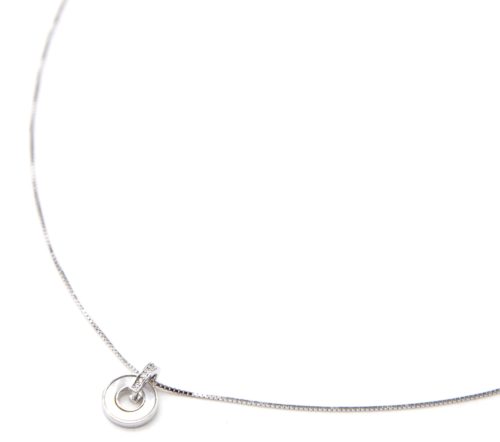Collier-Fine-Chaine-Argent-925-Pendentif-Cercle-Contour-Nacre-et-Strass-Zirconium