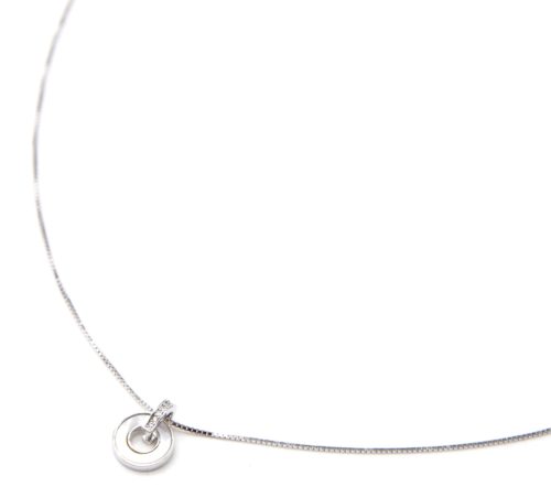 Collier-Fine-Chaine-Argent-925-Pendentif-Cercle-Contour-Nacre-et-Strass-Zirconium