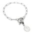 Bracelet-Chaine-Maillons-Fermoir-T-avec-Charm-Ovale-Soleil-et-Motif-Acier-Argente