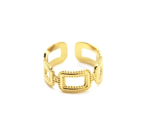 Bague-Anneau-Rectangles-et-Carres-Acier-Dore