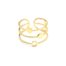 Bague-Large-Ajouree-avec-Triple-Rangs-et-Cercles-Acier-Dore