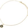 Collier-Chaine-Acier-Dore-Pendentif-Cercle-Email-Noir-Motif-Etoile-Polaire