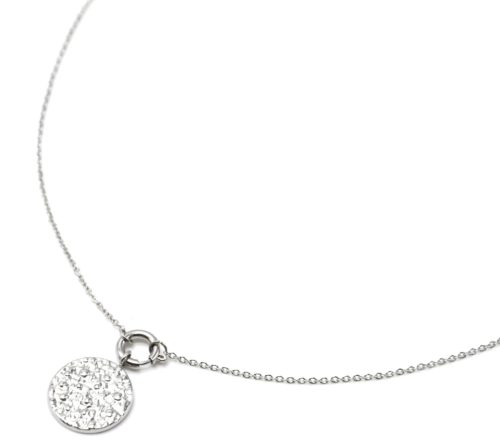 Collier-Pendentif-Mousqueton-et-Medaille-Martelee-Acier-Argente