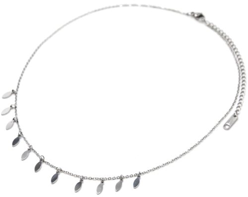 Collier-Fine-Chaine-avec-Pampilles-Ovales-Pointus-Acier-Argente