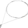 Collier-Double-Chaines-avec-Maillons-et-Cauri-Acier-Argente