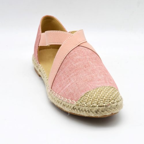 Espadrilles-Ouvertes-Jean-Denim-Uni-avec-Elastiques-Croises-Bout-et-Semelle-Effet-Paille