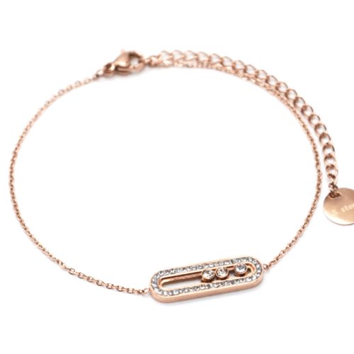 Bracelet-Fine-Chaine-avec-Rectangle-Arrondi-Strass-Pierres-et-Acier-Or-Rose