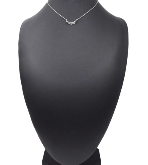 Collier-Fine-Chaine-Pendentif-Feuilles-Laurier-Relief-Acier-Argente