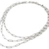 Collier-Triple-Chaines-Maillons-Rectangles-Relief-Pave-Acier-Argente