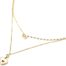 Collier-Double-Chaines-Pendentifs-Couronne-Acier-Dore-et-Coeur-Nacre-Blanc