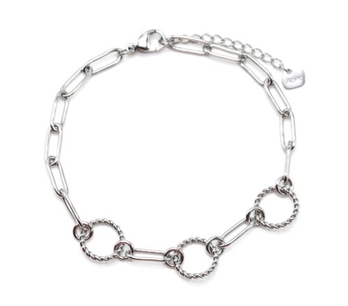 Bracelet-Chaine-Maillons-avec-Cercles-Contour-Torsade-Acier-Argente