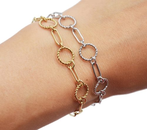 Bracelet-Chaine-Maillons-avec-Cercles-Contour-Torsade-Acier