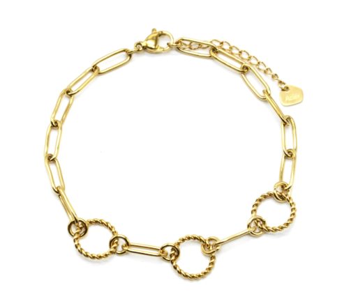 Bracelet-Chaine-Maillons-avec-Cercles-Contour-Torsade-Acier-Dore