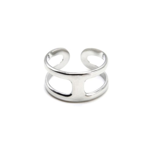 Bague-Large-Ajouree-avec-Barre-Centrale-et-Contour-Acier-Argente