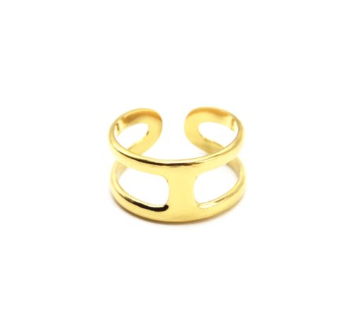 Bague-Large-Ajouree-avec-Barre-Centrale-et-Contour-Acier-Dore