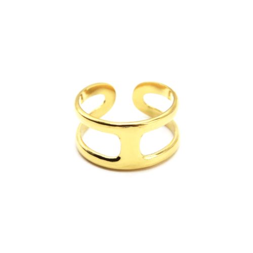 Bague-Large-Ajouree-avec-Barre-Centrale-et-Contour-Acier-Dore