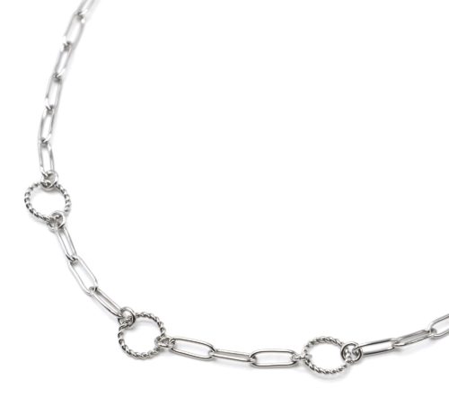 Collier-Chaine-Maillons-avec-Cercles-Contour-Torsade-Acier-Argente