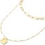 Collier-Double-Chaines-Maillons-et-Pendentif-Medaille-Trefle-Acier-Dore