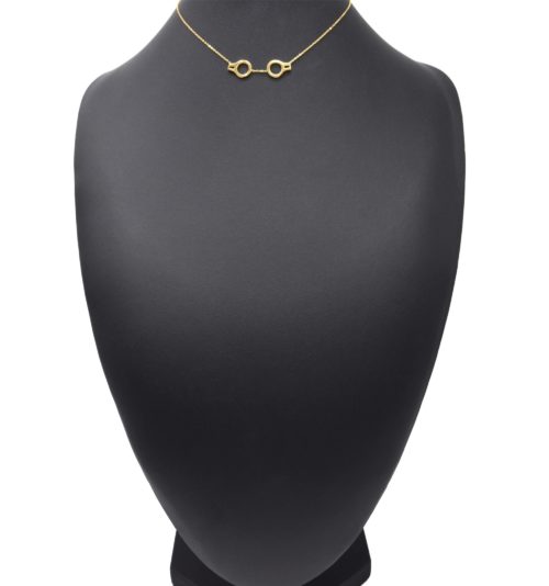 Collier-Fine-Chaine-Pendentif-Menottes-Contour-Acier-Dore