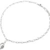 Collier-Chaine-Maillons-Pendentif-Y-Ovale-Anneaux-Strass-Acier-Argente